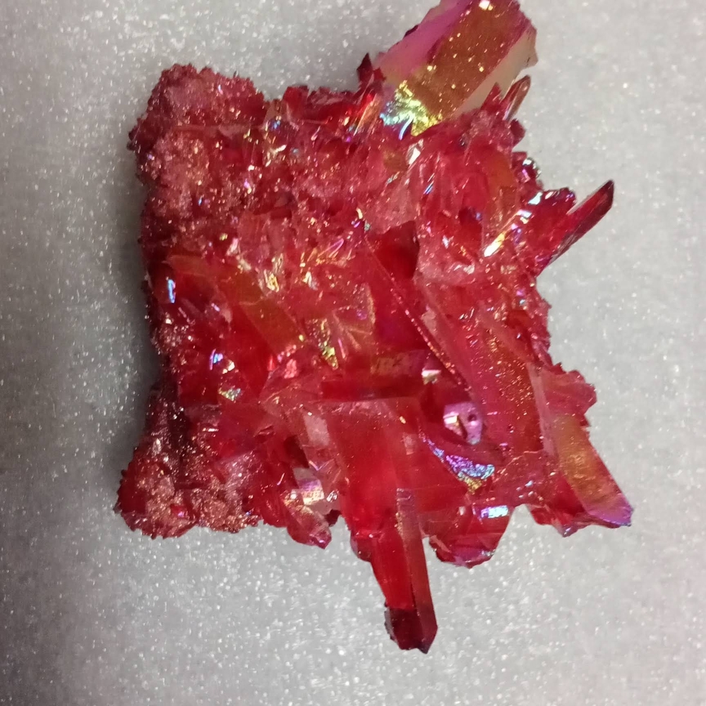 Red Titanium Rainbow Aura Crystal Cluster Decorative Accent - Picture 2 of 4